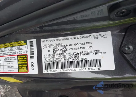 2022 Toyota Tacoma Sr z USA, uszkodzony, nr VIN 3TYRX5GN6NT053585